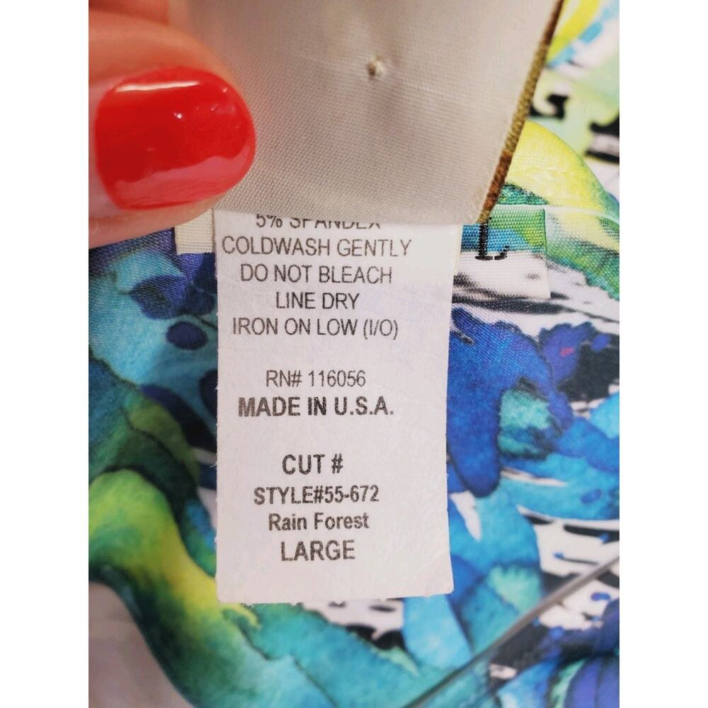 Jess & Jane‎ Womens Large Top Lagenlook Floral Bohemian White Abstract Colorful - Picture 6 of 9